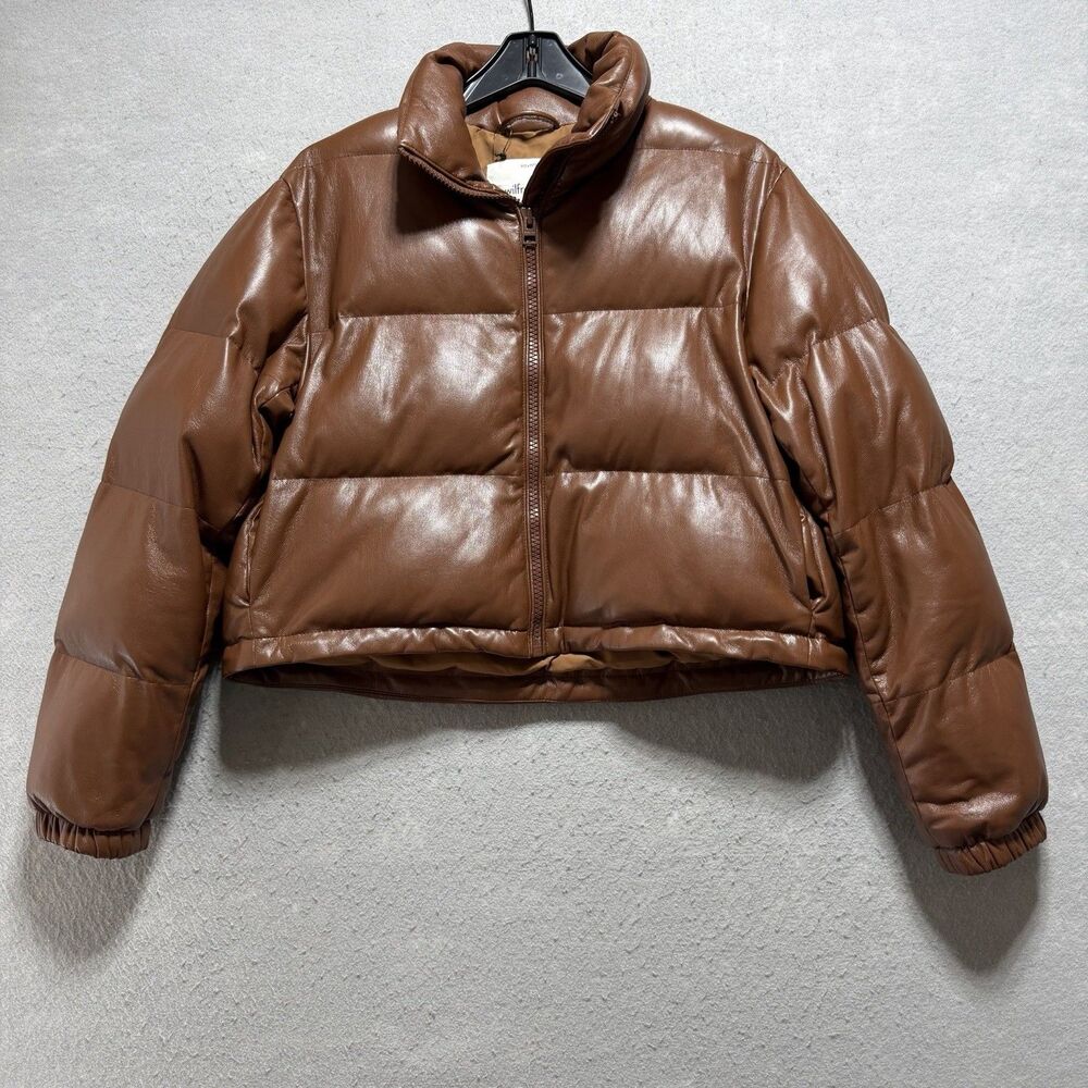 Aritzia Wilfred Vista Puffer Jacket Women’s Size XS Cognac Cognac Faux Leather